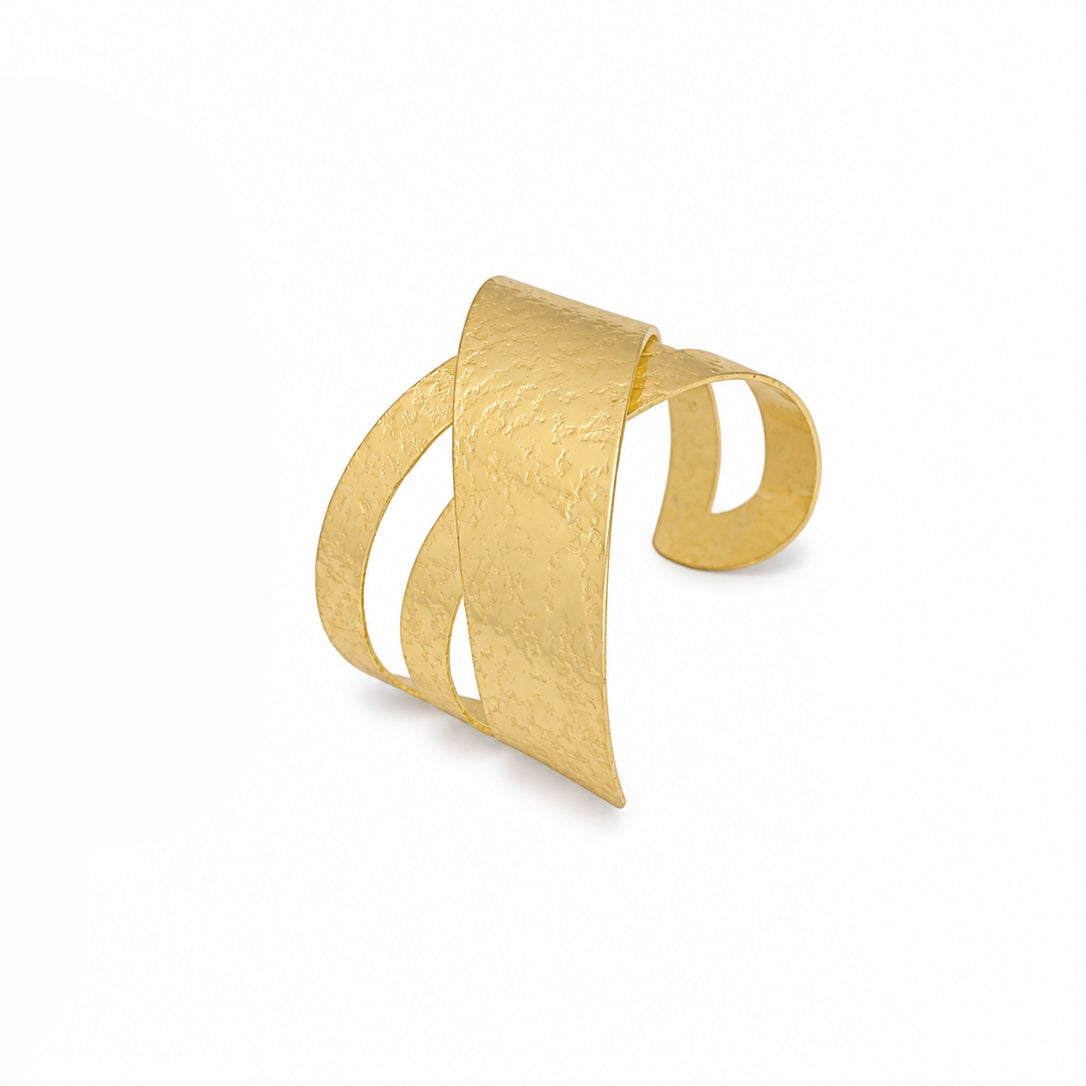 Golden Textured Statement Cuff Bracelet