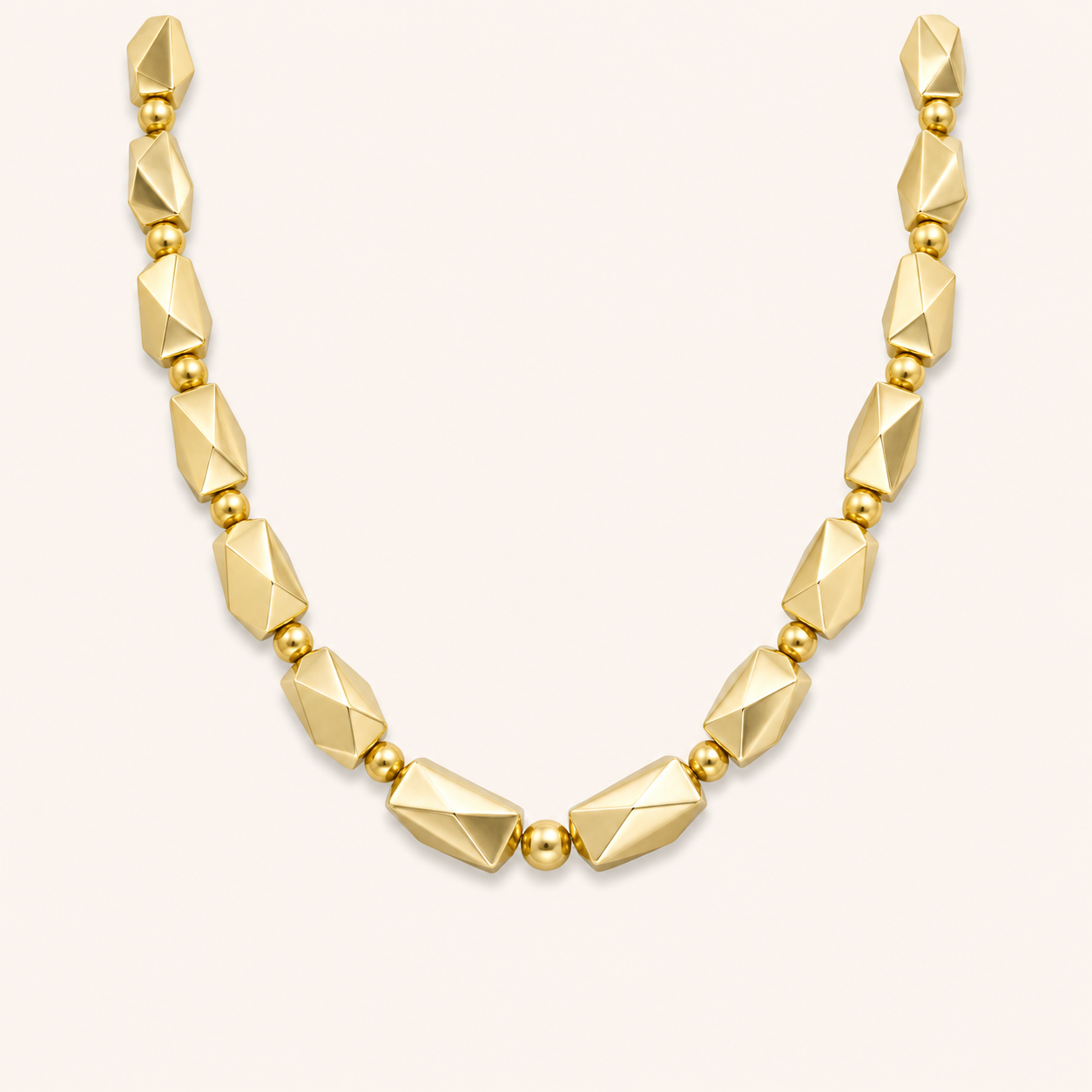 Golden Geometric Beaded Necklace