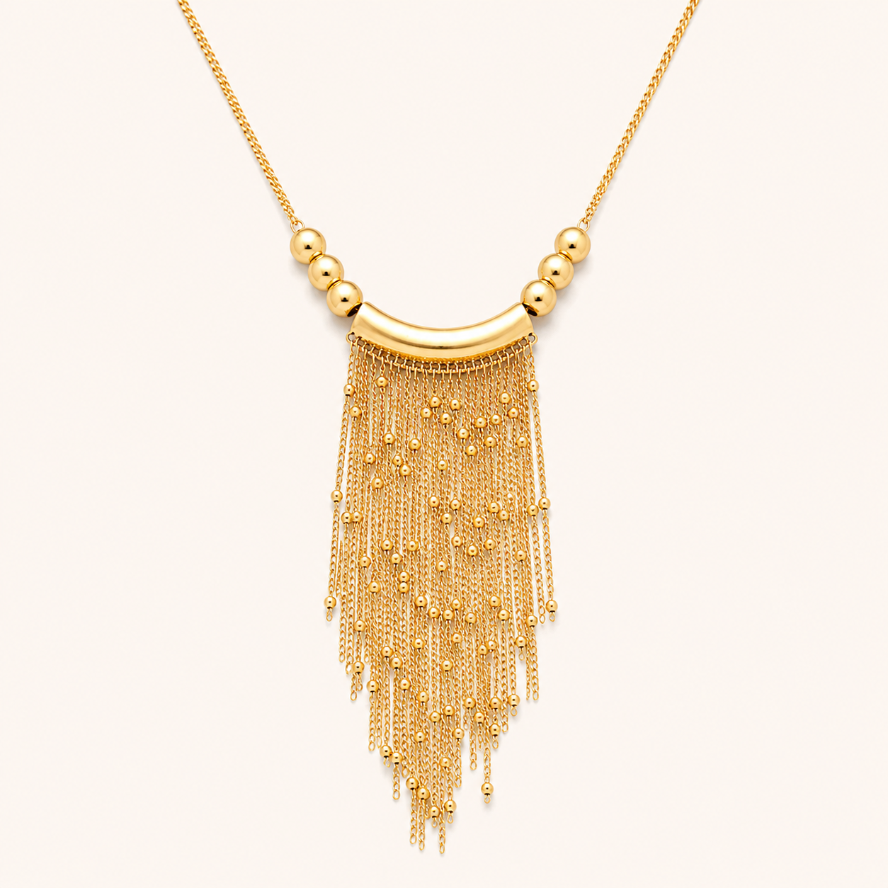Golden Cascade Fringe Necklace