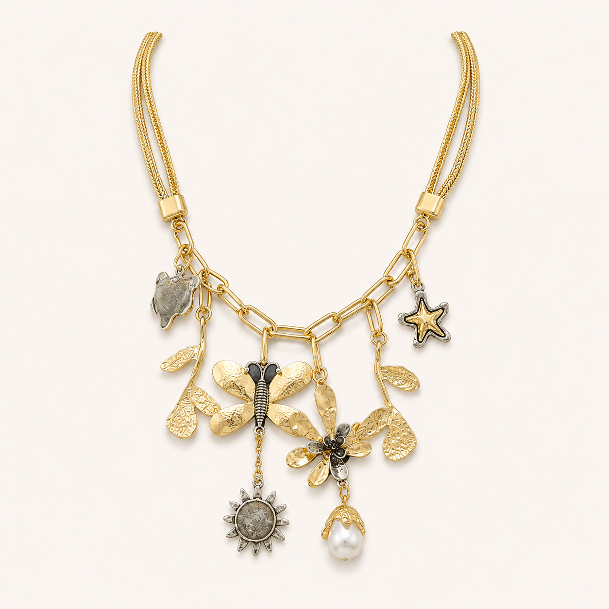 Nature Bloom Charm Statement Necklace
