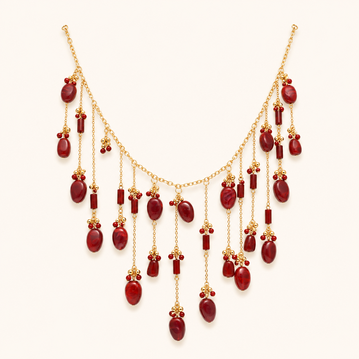 Ruby Cascade Layered Drop Necklace
