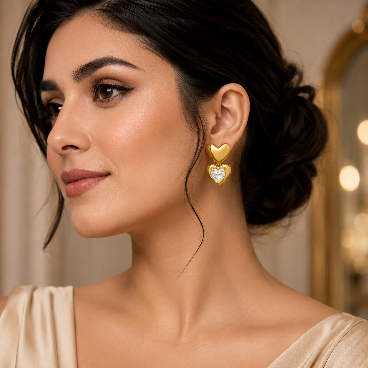 Crystal Heart Drop Earrings