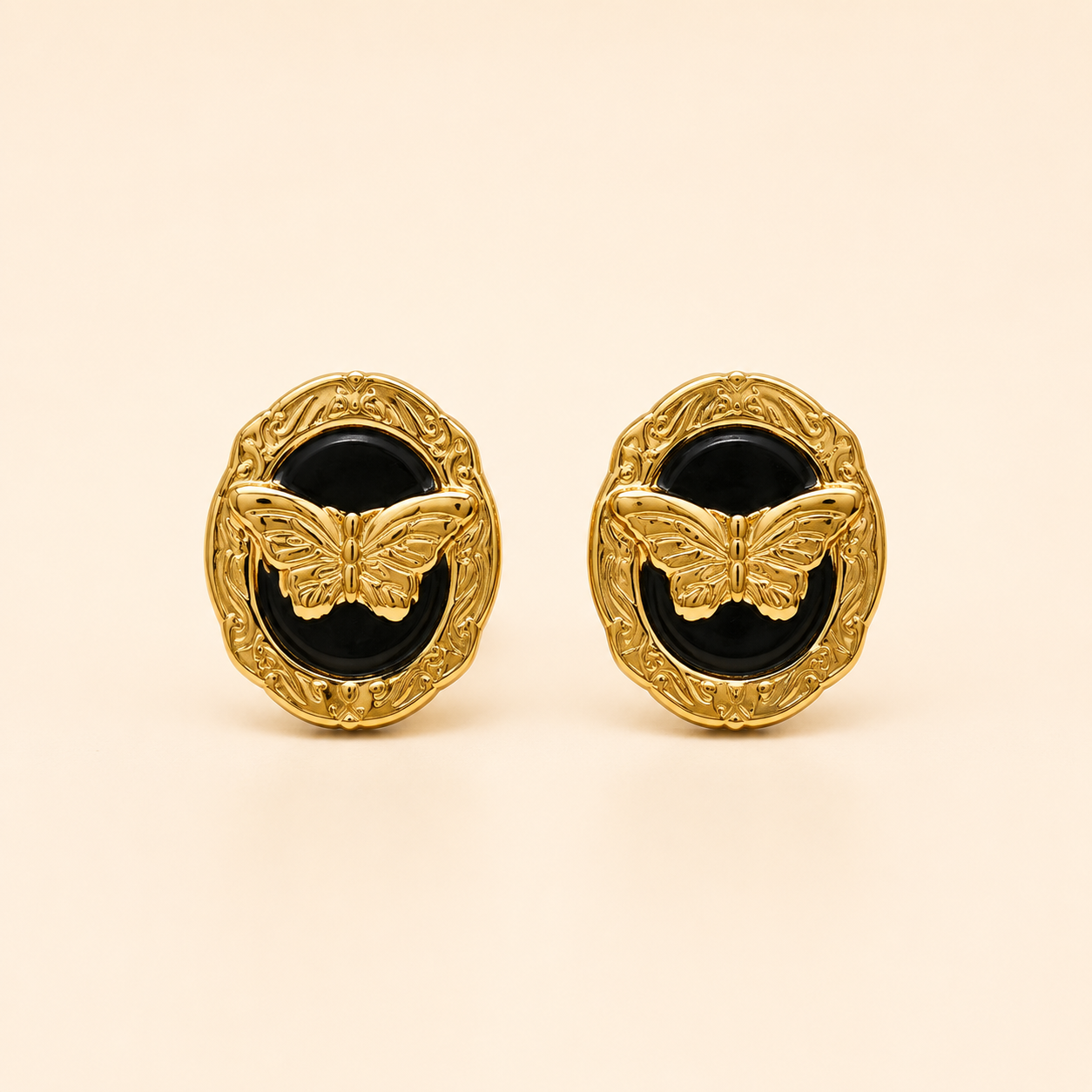 Vintage Butterfly Gold Stud Earrings