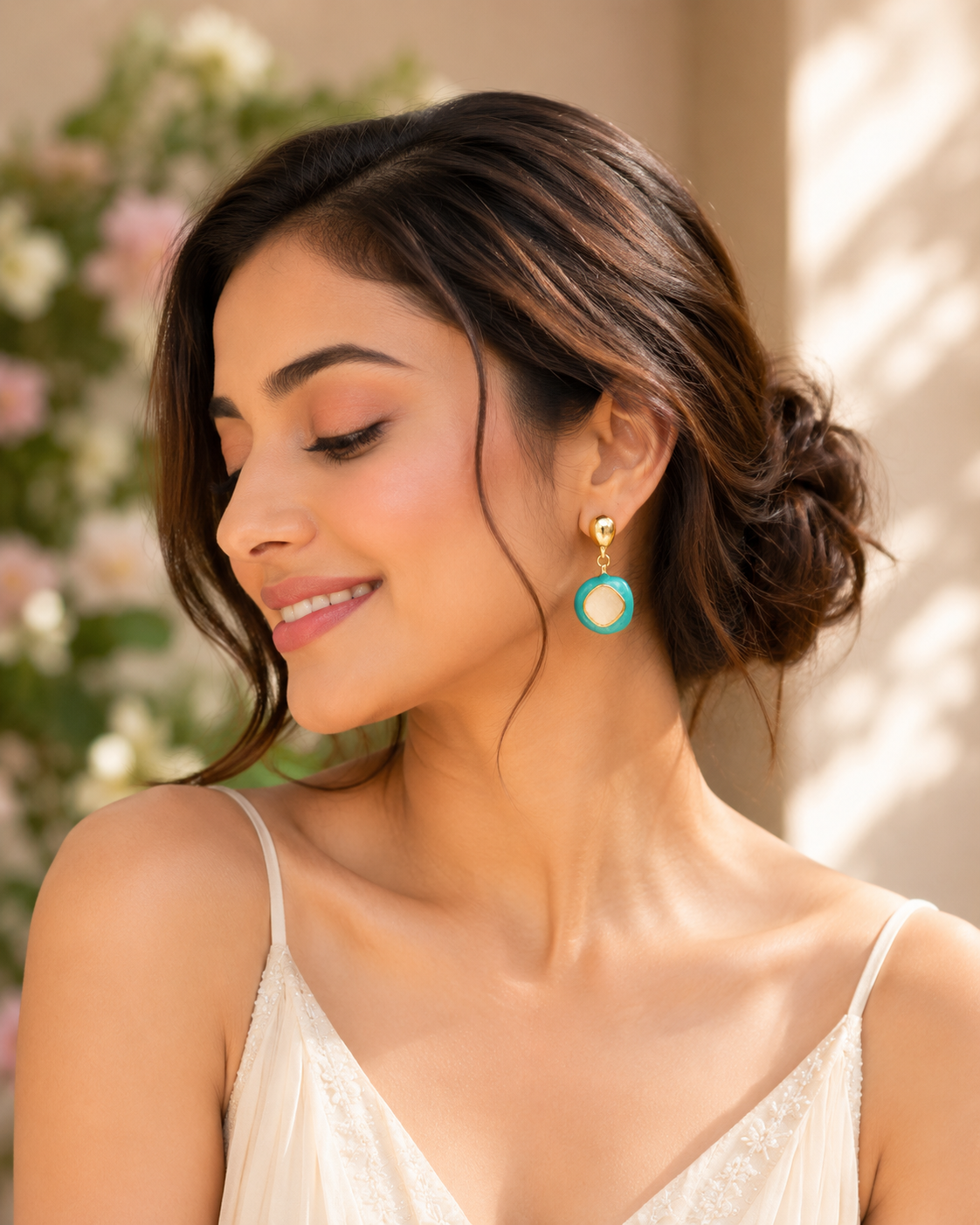 Blush Geometric Drop Earrings for Women