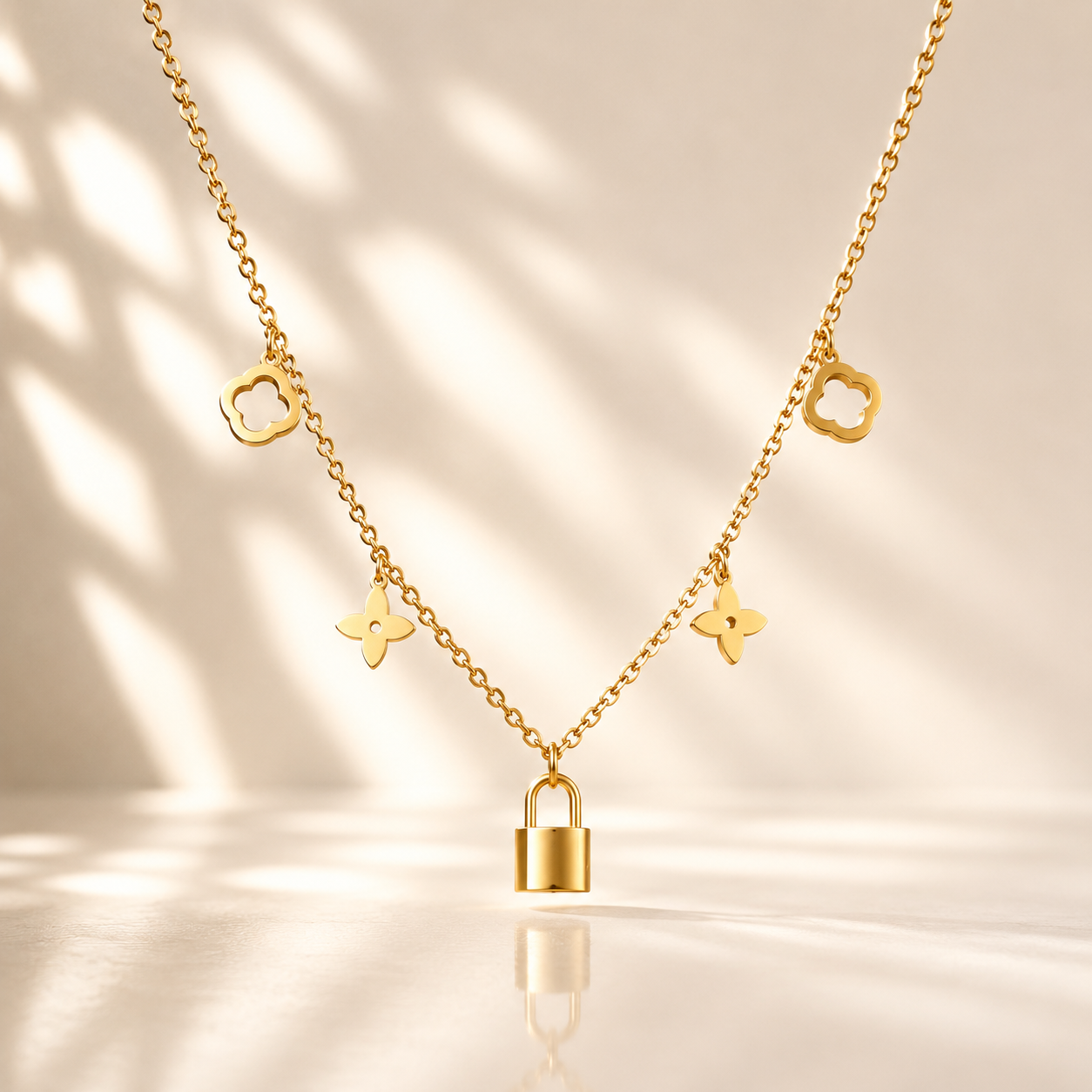 Minimal Lock Charm Necklace