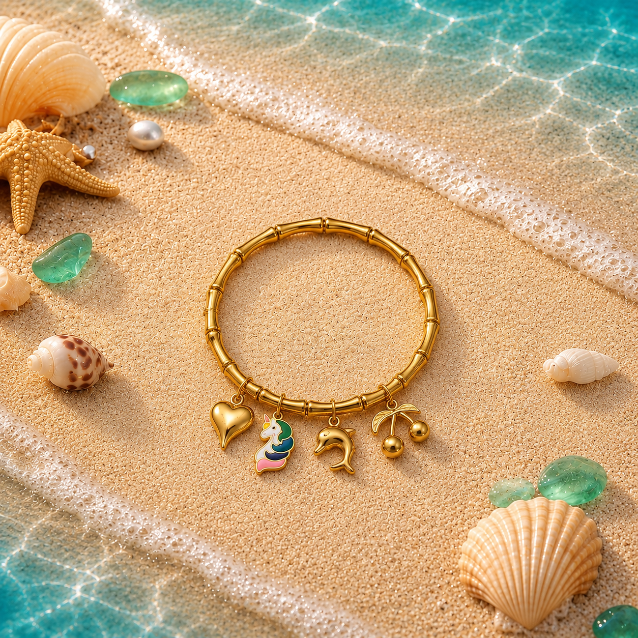 Golden Beach Charm Bracelet – Ocean Vacation Collection
