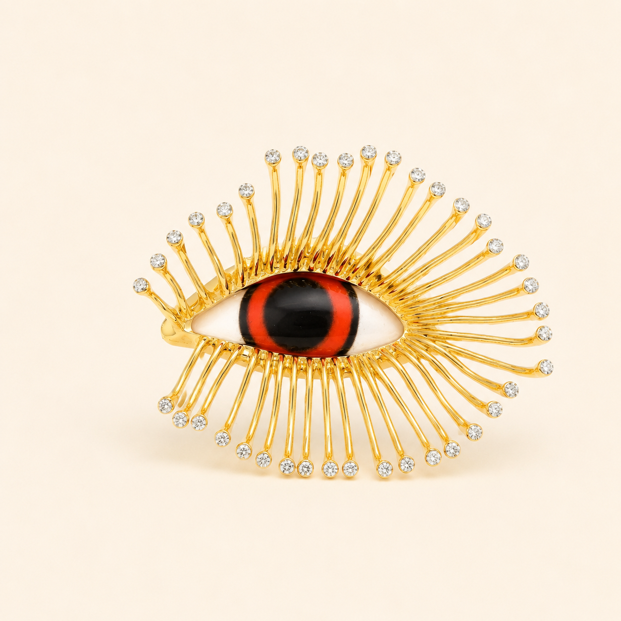 Evil Eye Statement Ring – Gold Plated Crystal Sunburst Ring
