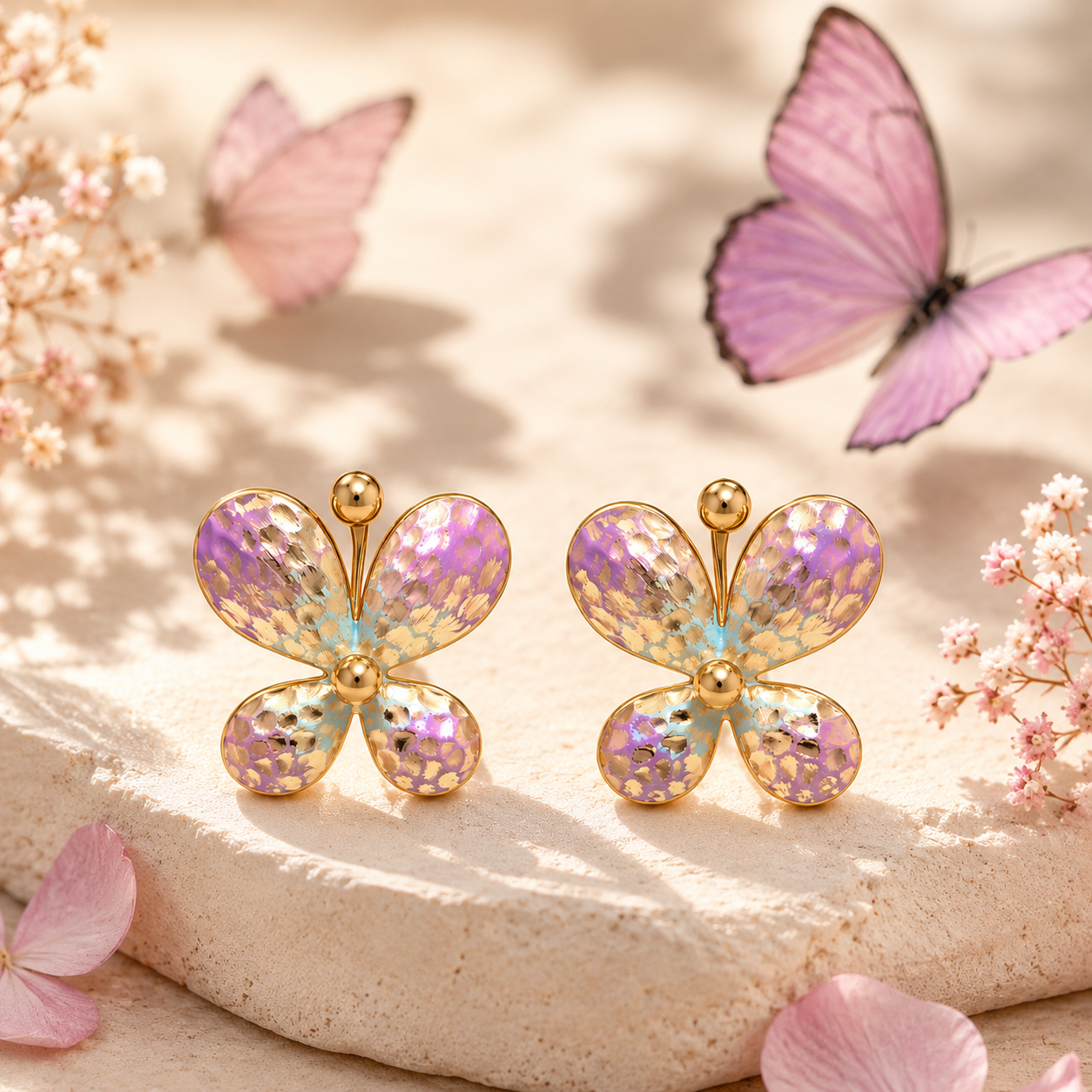 Pastel Floral Statement Earrings for Women | Premium Anti-Tarnish Gold-Plated Earrings