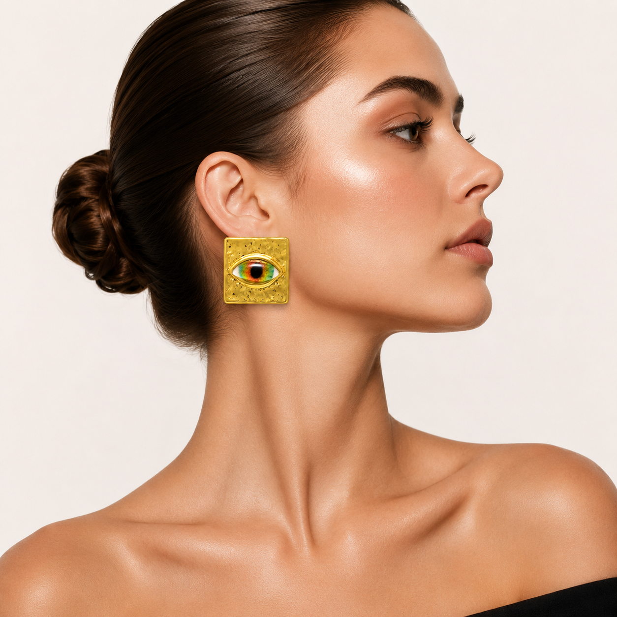 Mystic Evil Eye Gold Stud Earrings