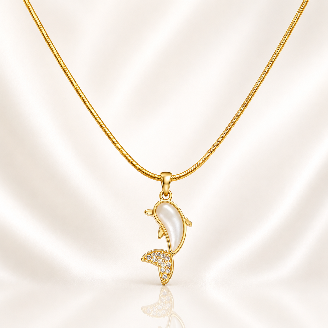 Golden Dolphin Pearl Pendant