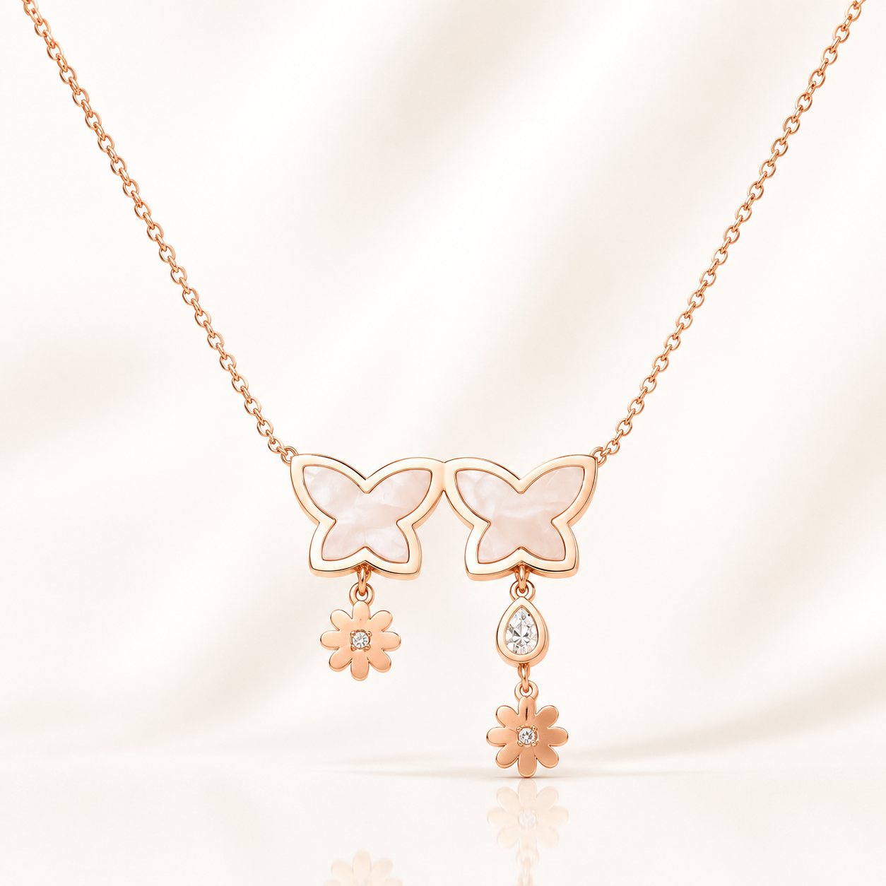 Butterfly Bloom Rose Gold Pendant