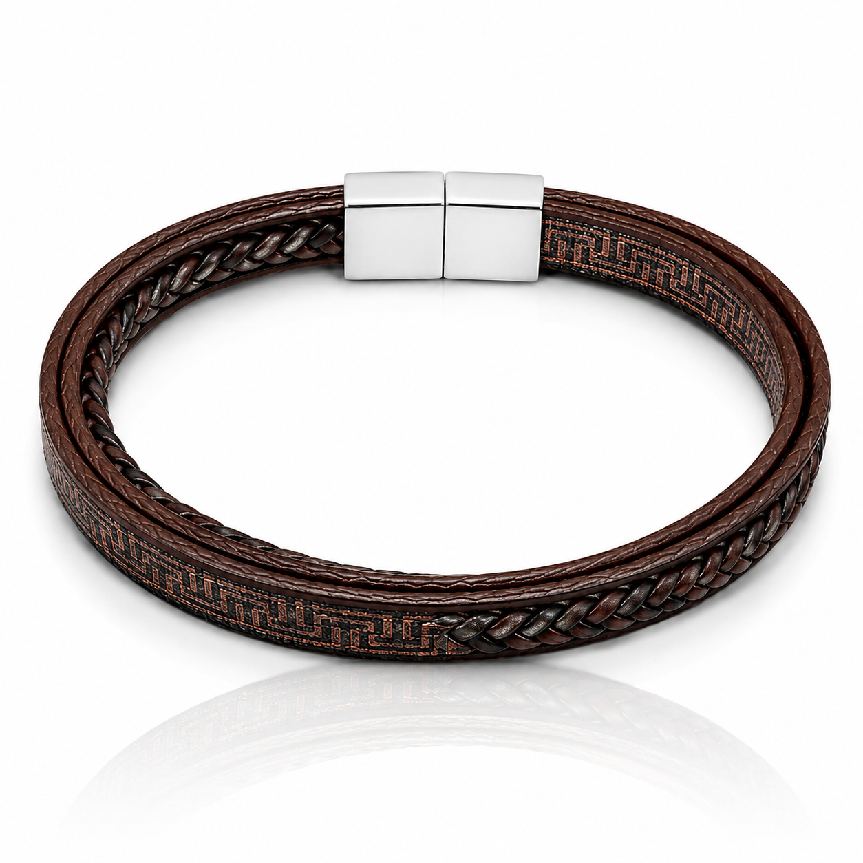 Classic Brown Braided Leather Bracelet
