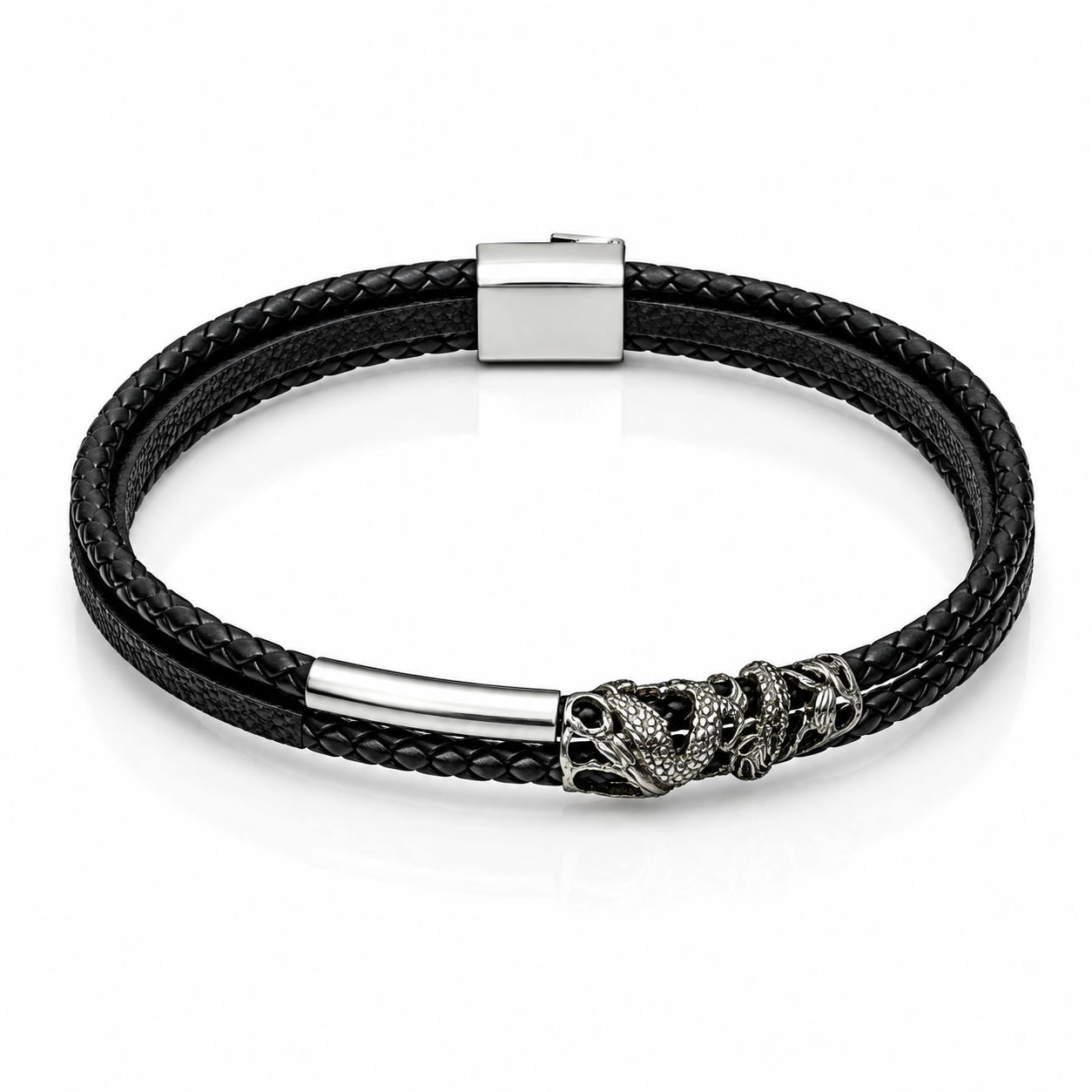 Snake Charm Leather Bracelet