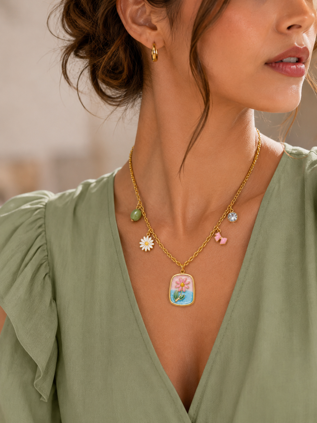 Pastel Bloom Charm Necklace