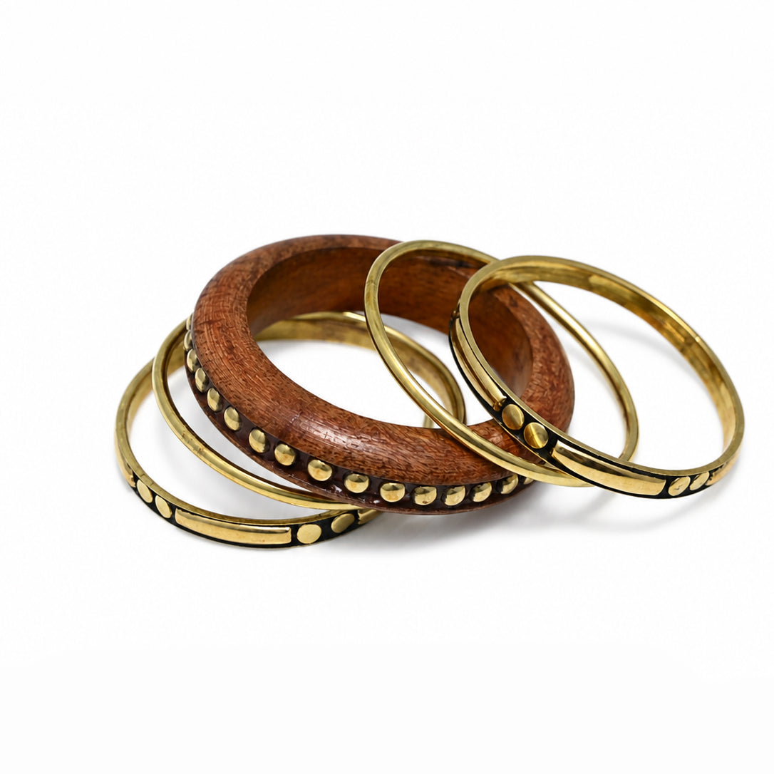 Wooden & Antique Bangle Set