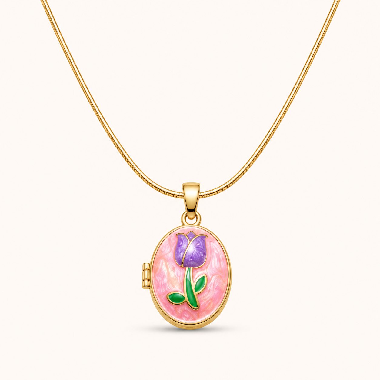 Purple Tulip Locket Pendant