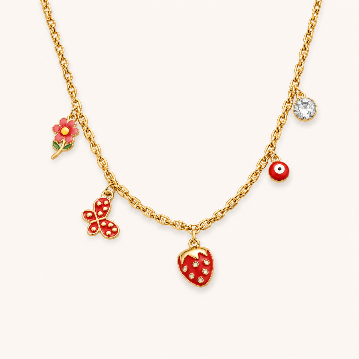 Cute Strawberry Charm Necklace