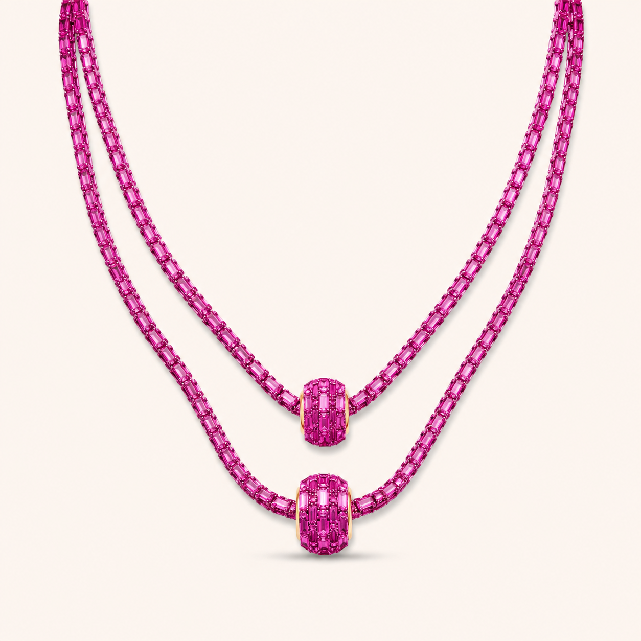 Pink Crystal Luxe Layered Necklace