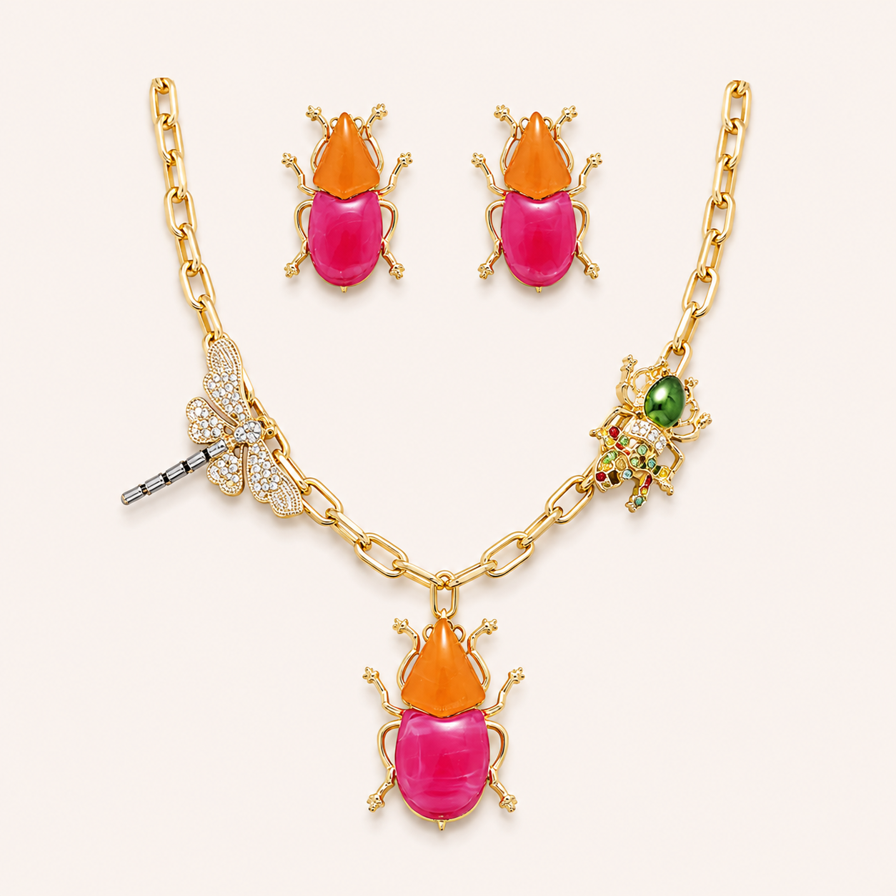 Beetle Charm Jewellery Set