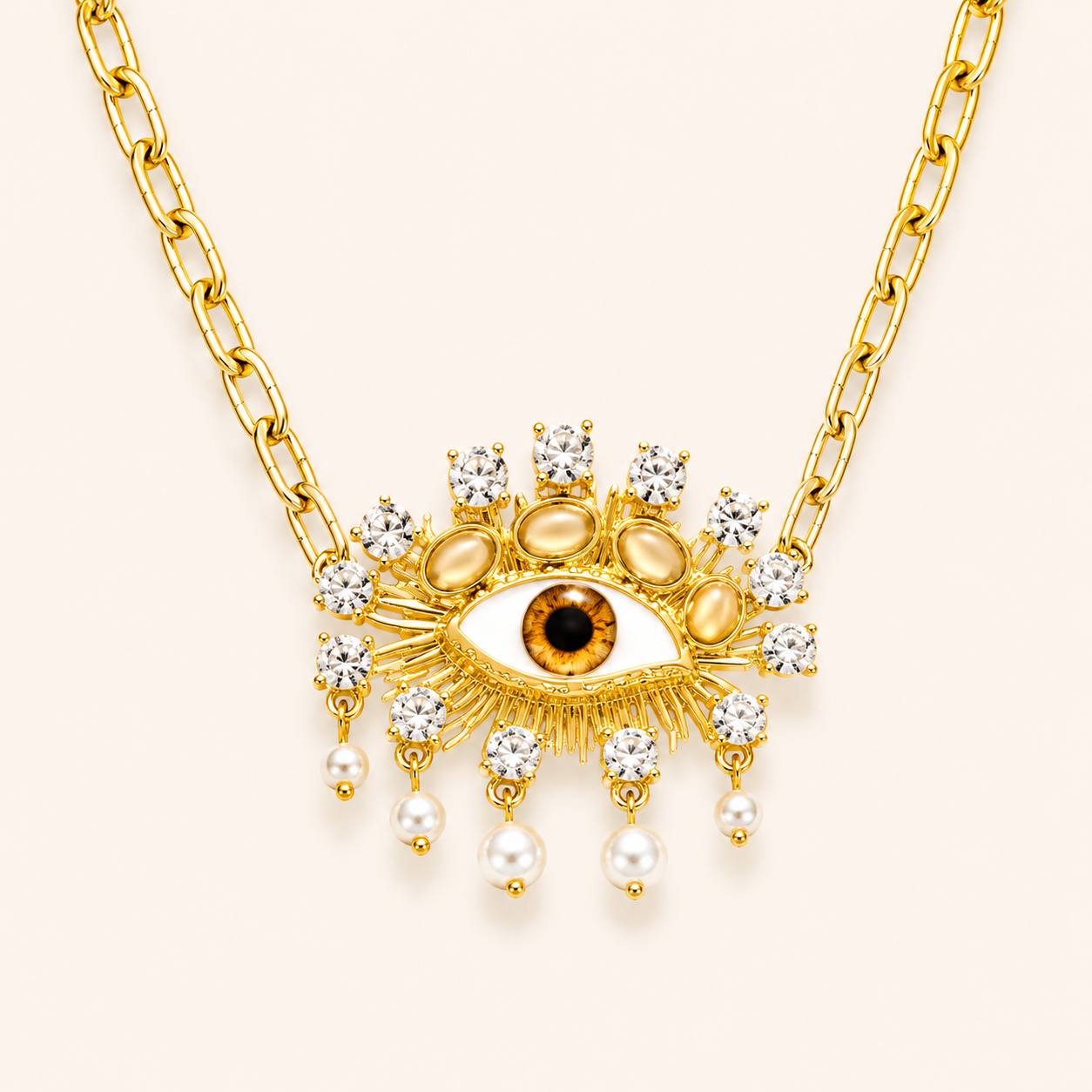 Royal Evil Eye Pearl Statement Necklace