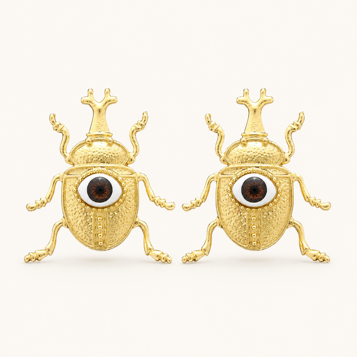 Evil Eye Beetle Earrings