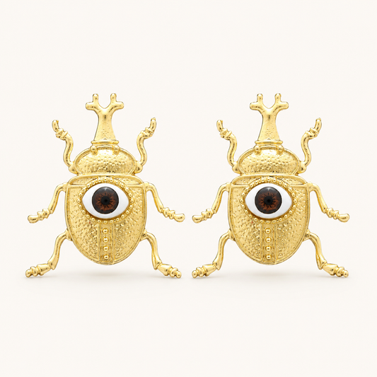 Evil Eye Beetle Earrings