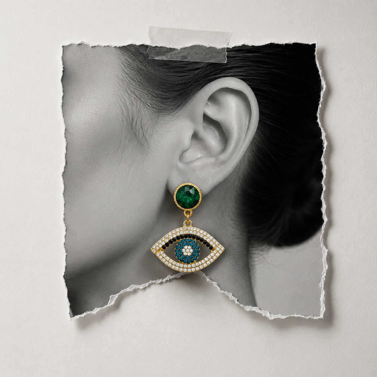 Emerald Evil Eye Earrings