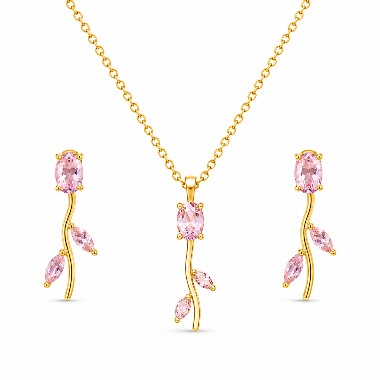 Tulip Crystal Pendant Set