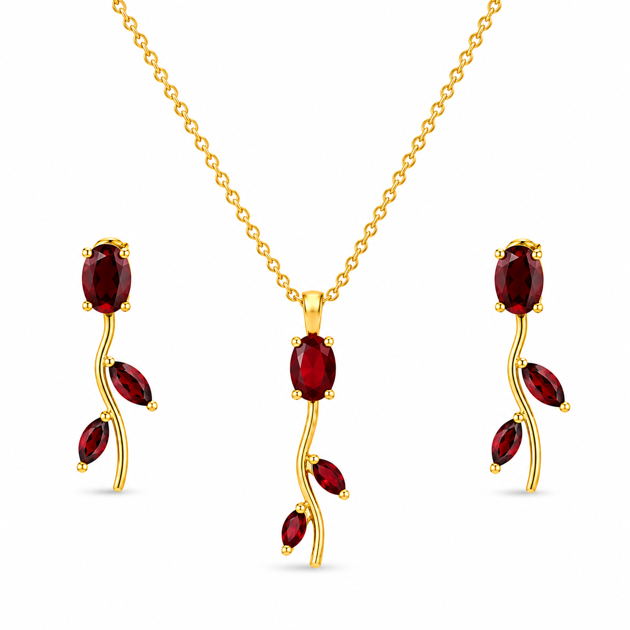 Tulip Crystal Pendant Set
