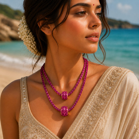 Pink Crystal Luxe Layered Necklace