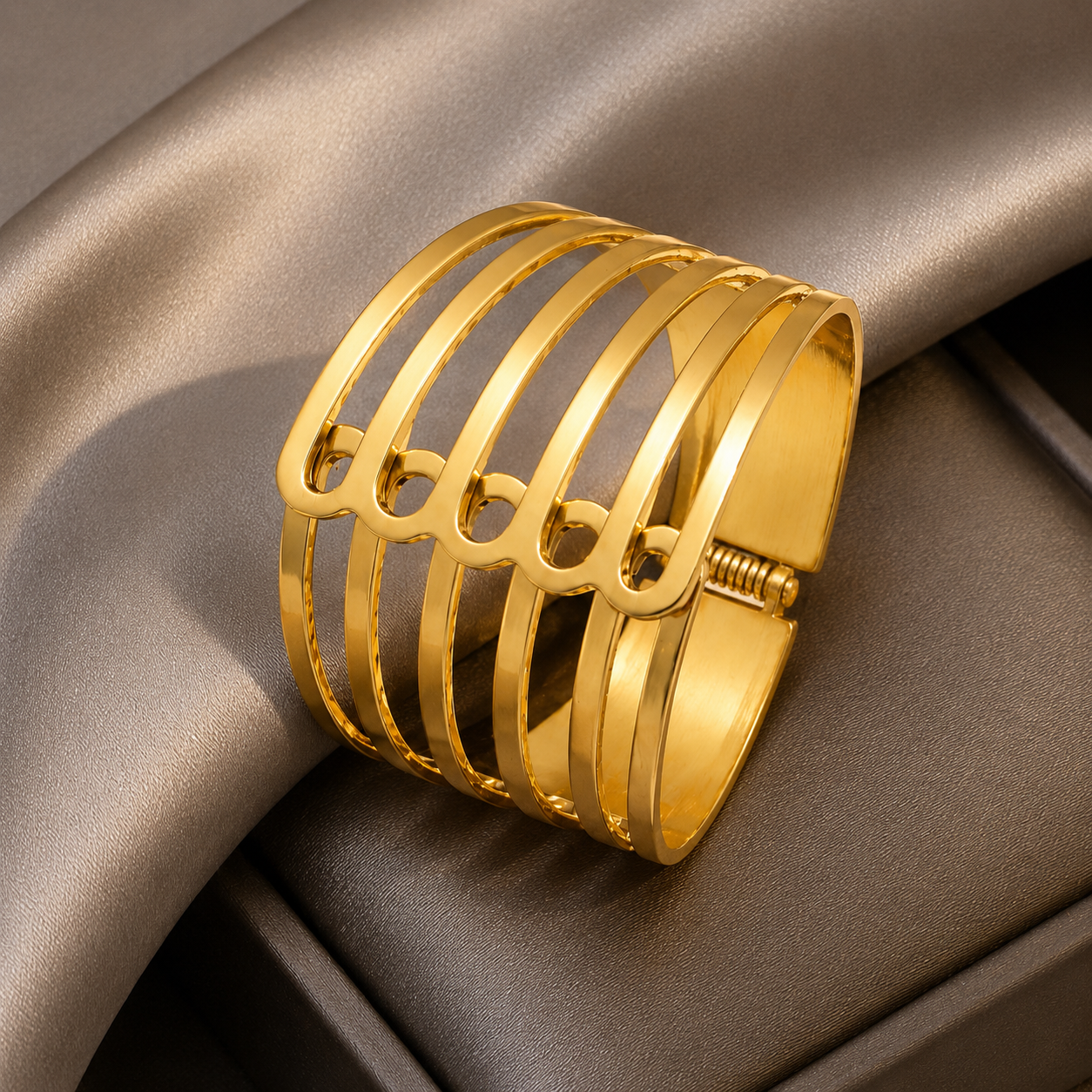 Modern Layered Gold Cuff Bracelet