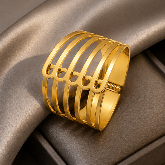 Modern Layered Gold Cuff Bracelet
