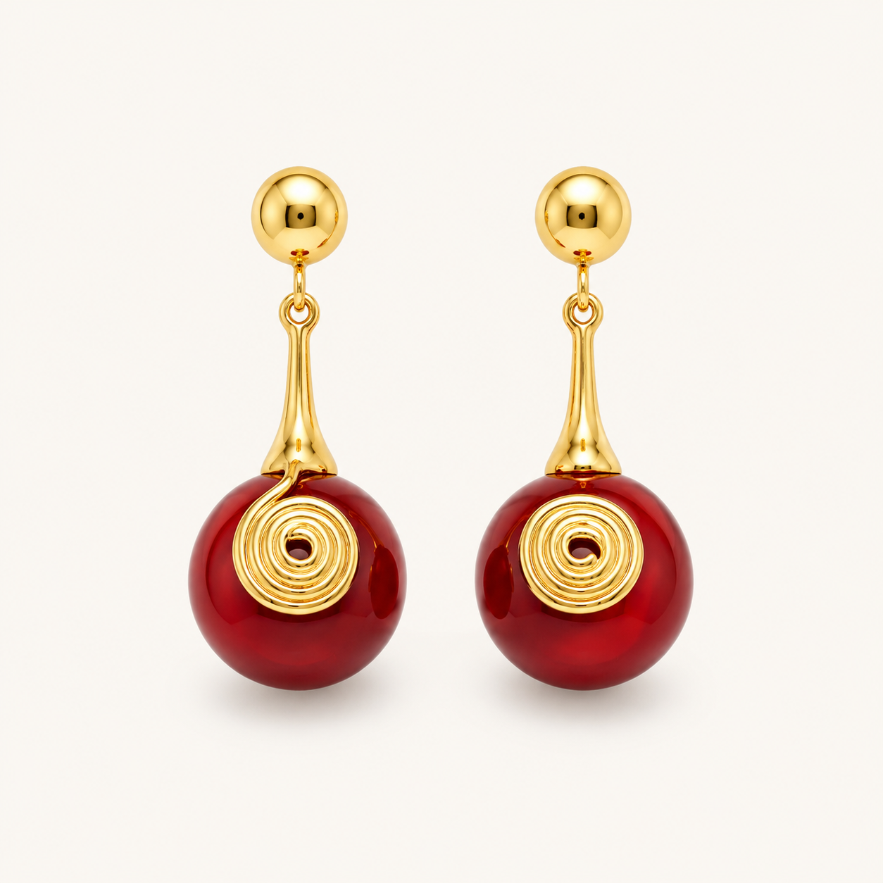 Luxury Red Pearl Drop Earrings for Women