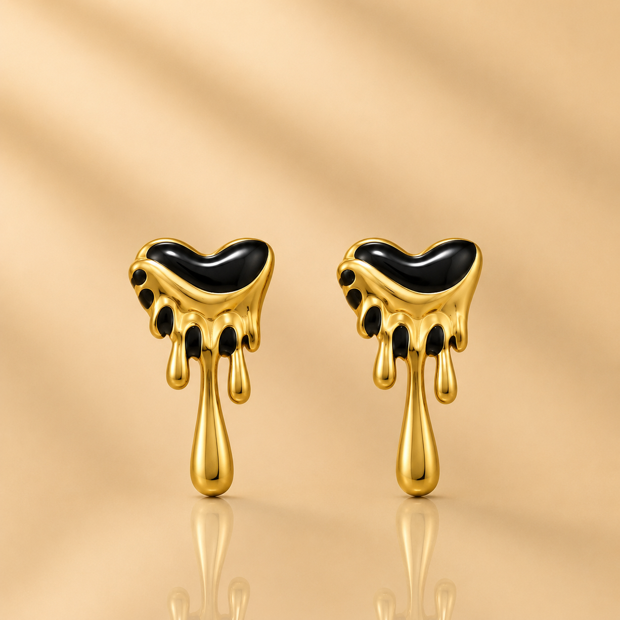 Black Heart Melt Earrings