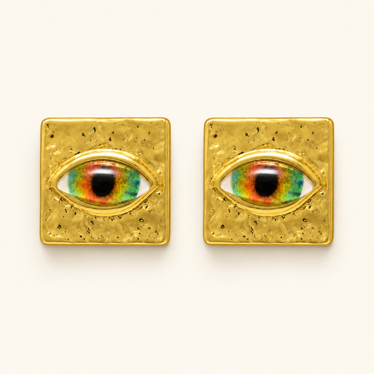 Mystic Evil Eye Gold Stud Earrings