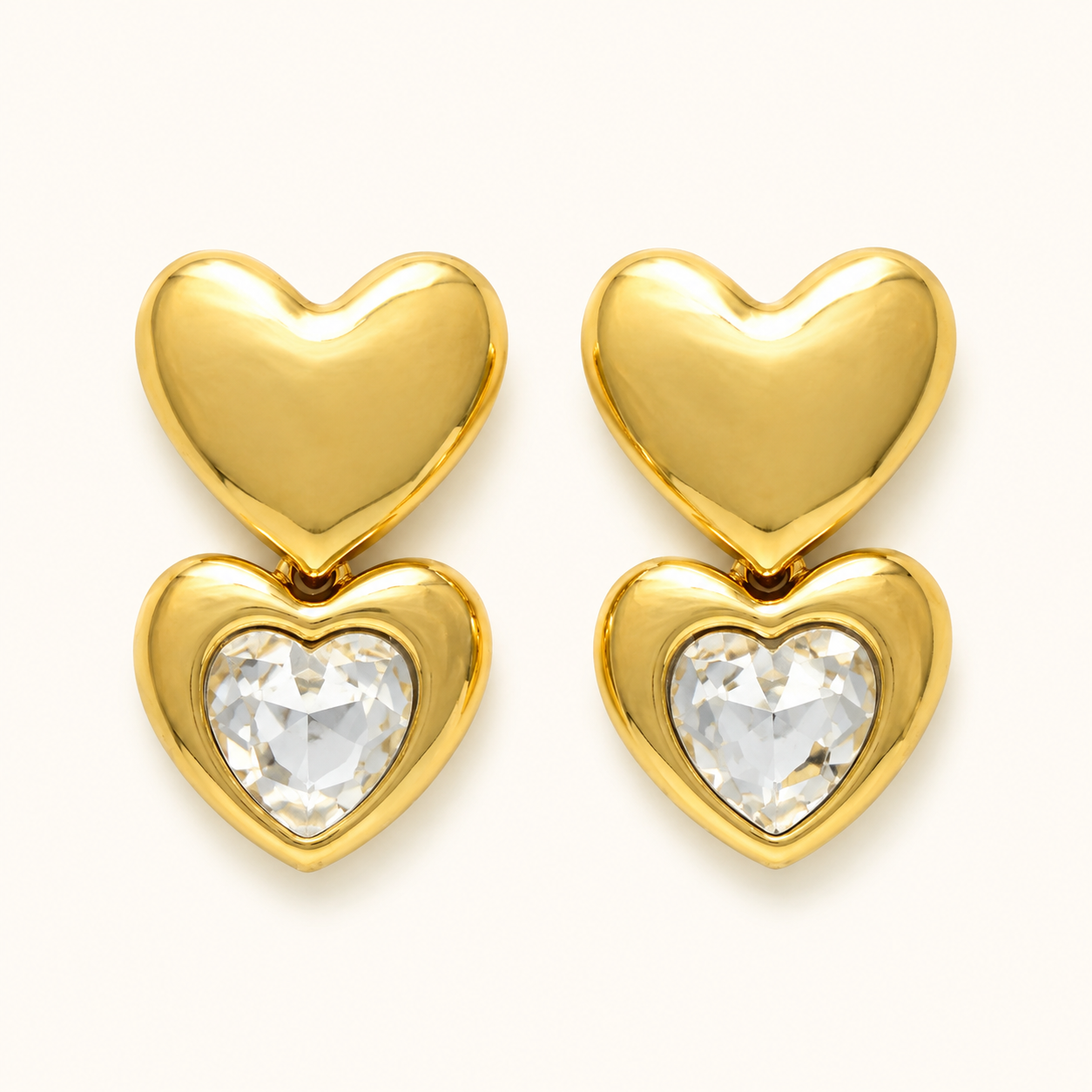 Crystal Heart Drop Earrings