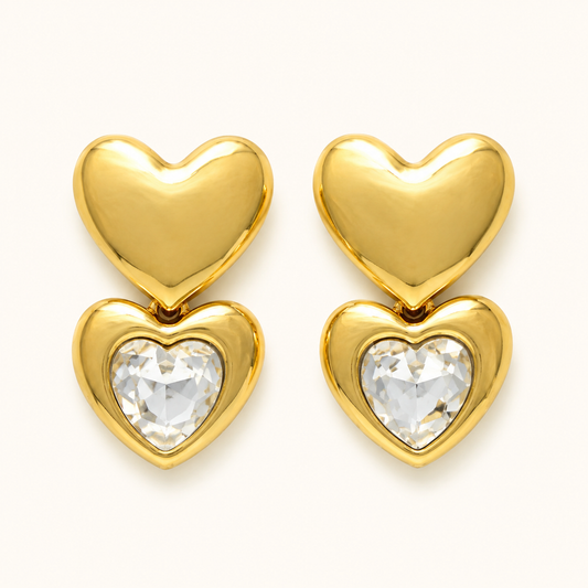 Crystal Heart Drop Earrings