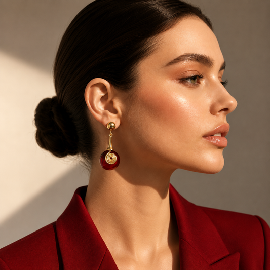 Luxury Red Pearl Drop Earrings for Women