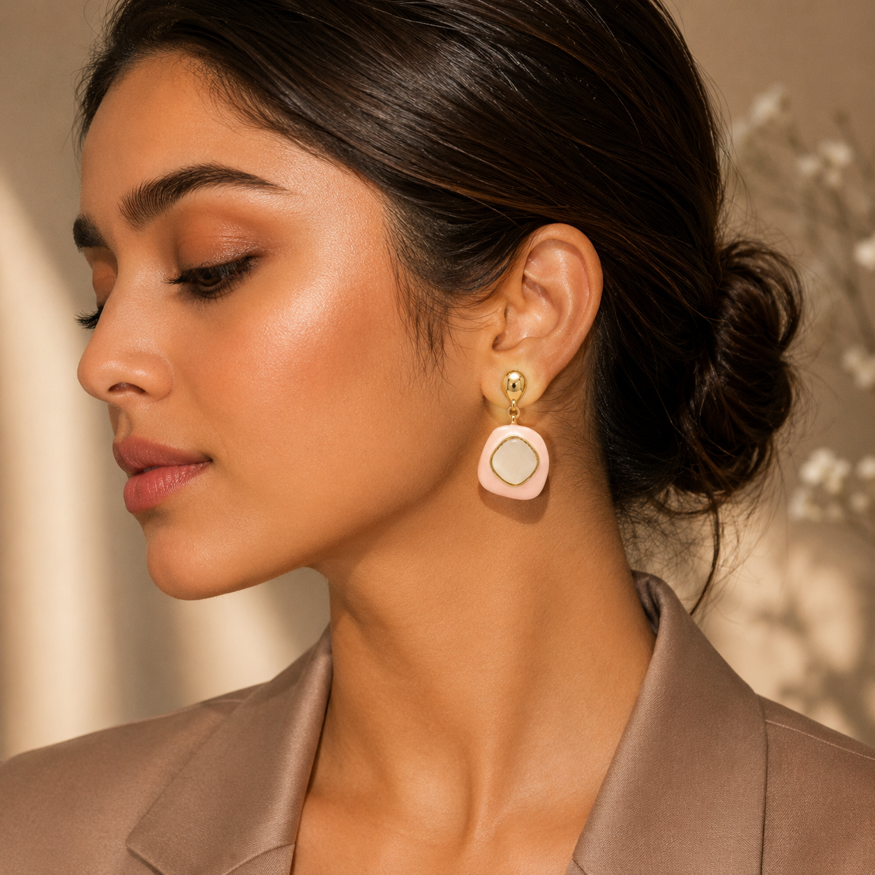 Blush Geometric Drop Earrings for Women