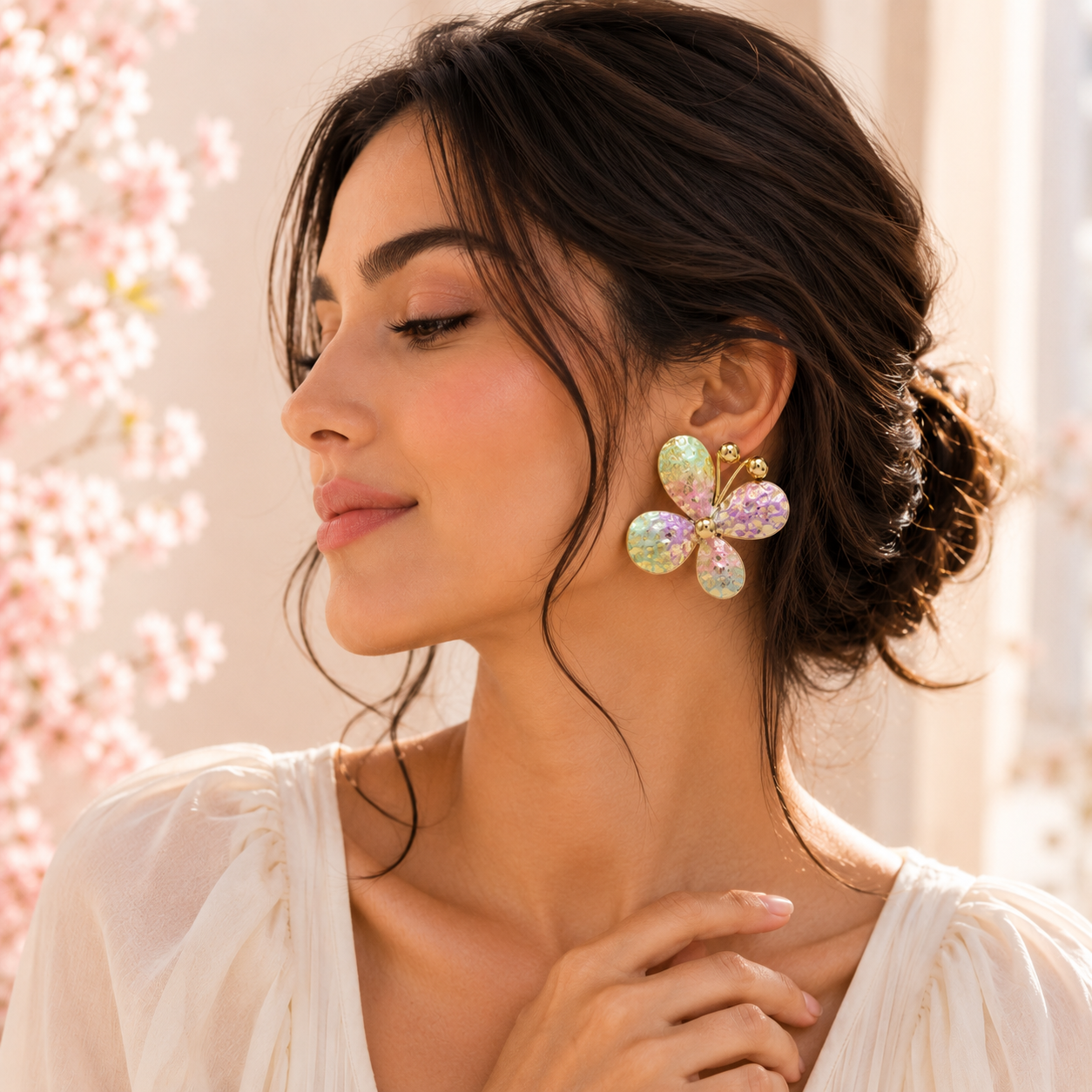 Pastel Floral Statement Earrings for Women | Premium Anti-Tarnish Gold-Plated Earrings