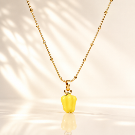 Yellow Bell Pepper Pendant Necklace