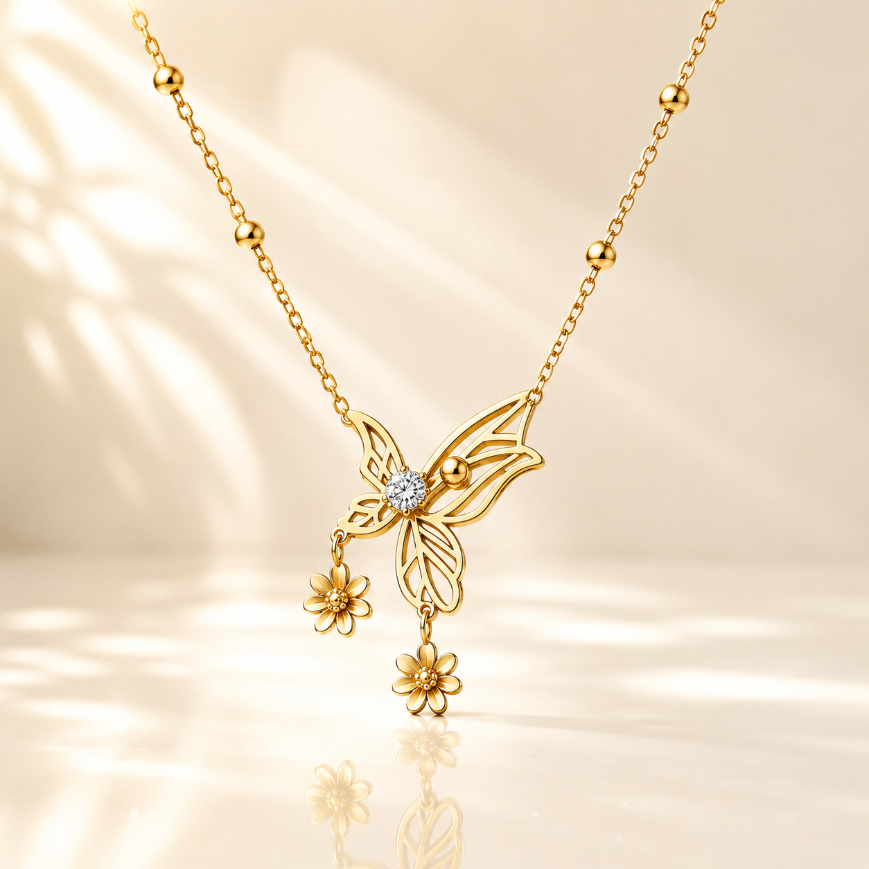 Butterfly Floral Pendant Necklace