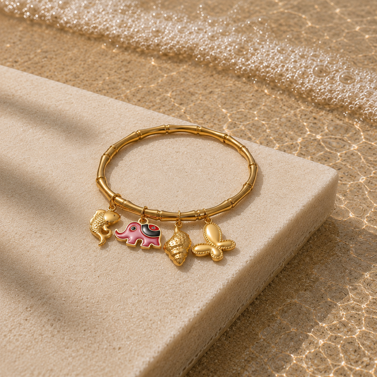 Golden Tropical Charm Bracelet – Anti Tarnish Beach Vacation Jewelry