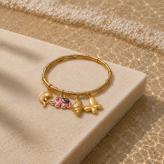 Golden Tropical Charm Bracelet – Anti Tarnish Beach Vacation Jewelry