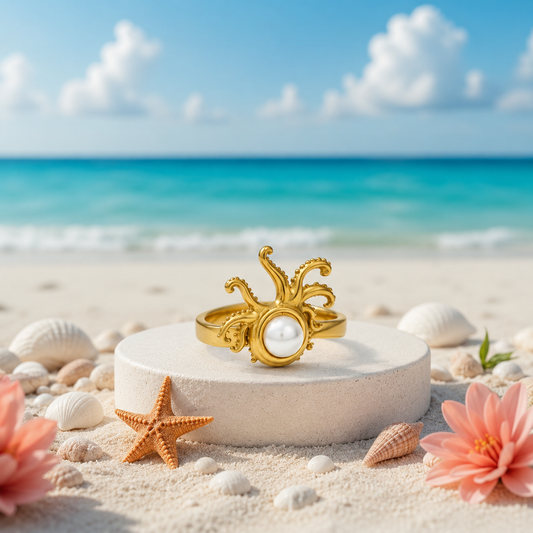Ocean Pearl Octopus Ring