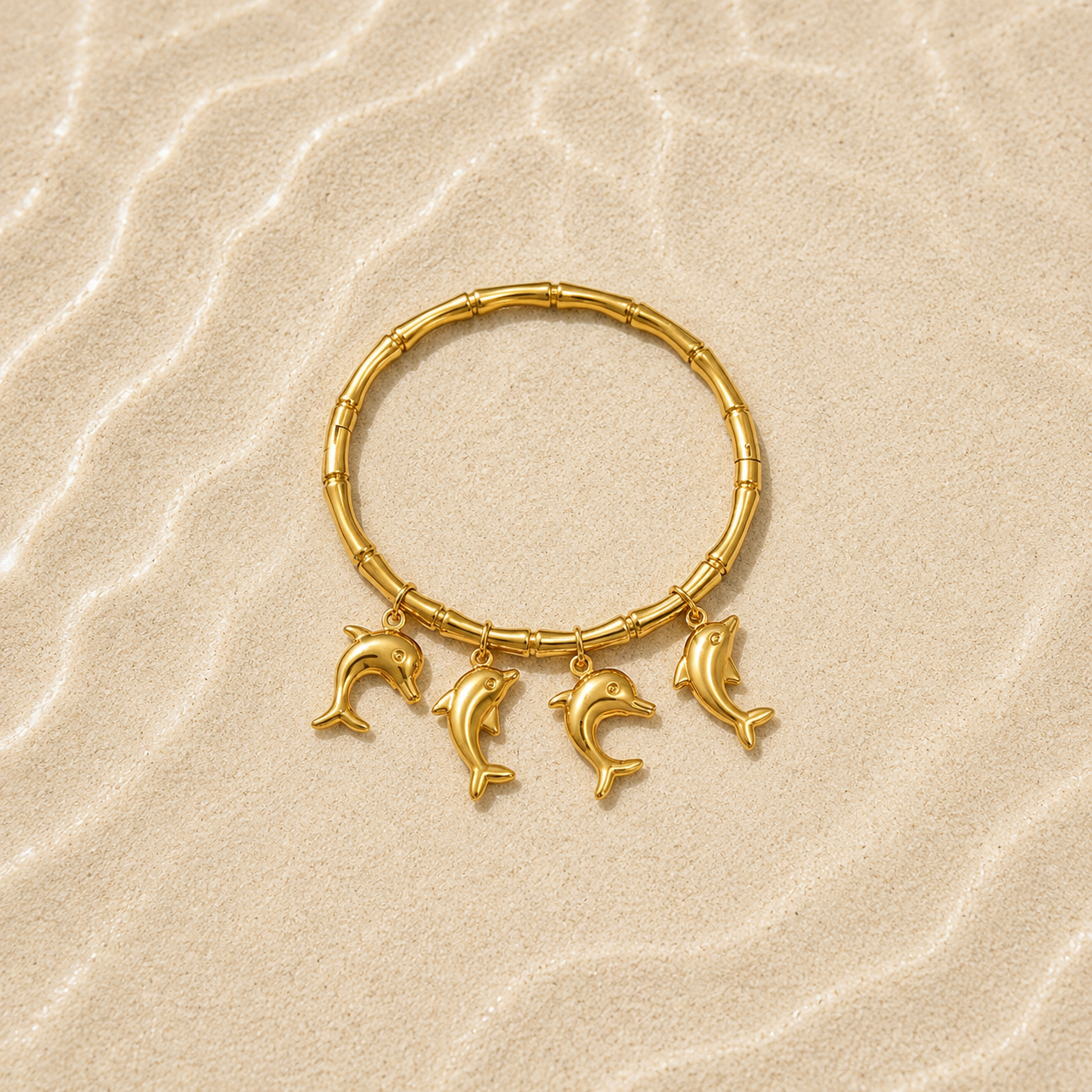 Ocean Dolphin Charm Bracelet – Anti Tarnish Gold Beach Bracelet