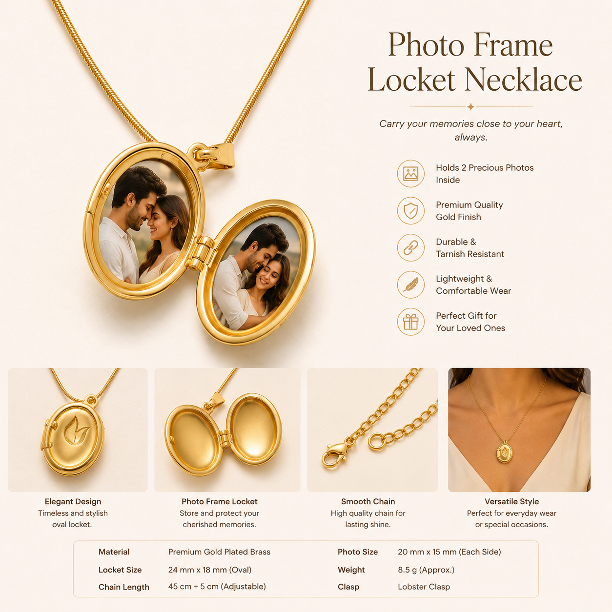 Red Tulip Vintage Locket Necklace