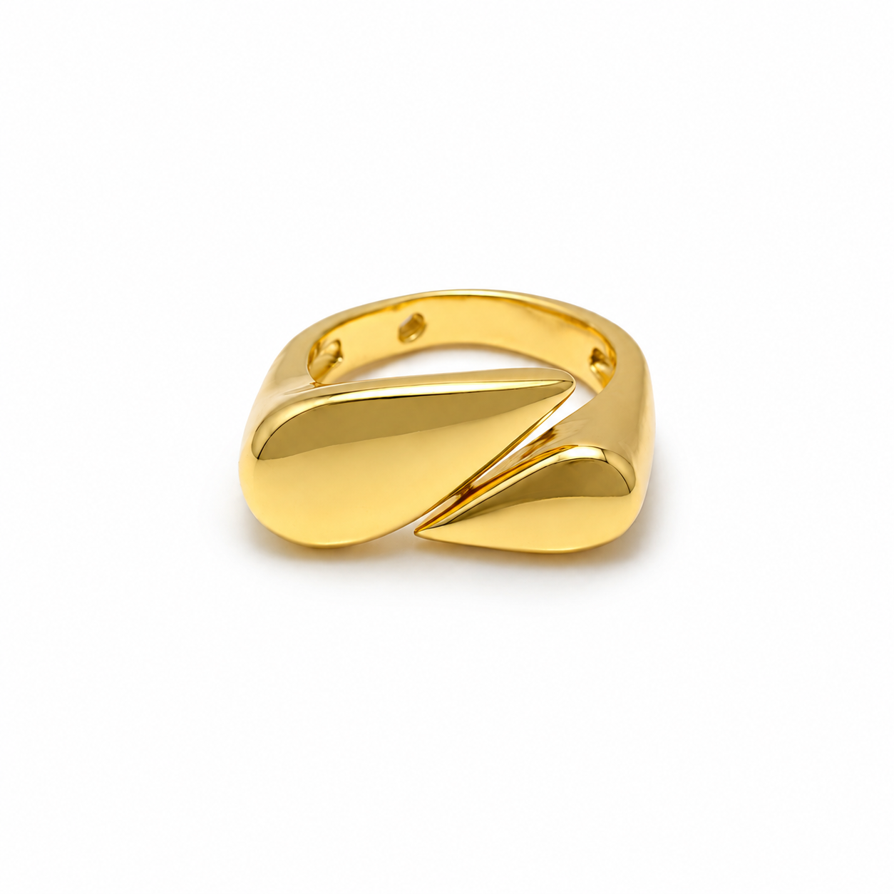 Golden Abstract Wrap Ring – Minimal Sculpted Statement Ring