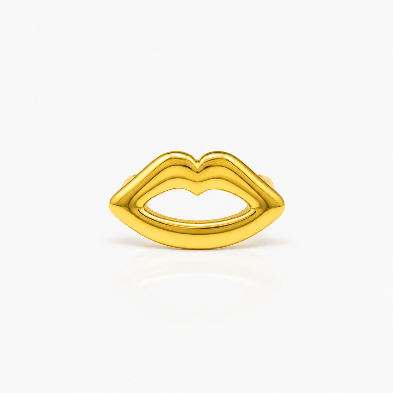 Golden Lip Statement Ring – Minimal Adjustable Fashion Ring
