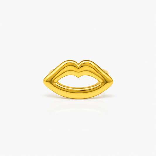 Golden Lip Statement Ring – Minimal Adjustable Fashion Ring